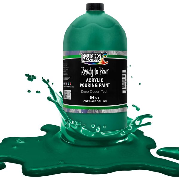 Deep Ocean Teal Acrylic Ready to Pour Pouring Paint Premium 64-Ounce Pre-Mixed Water-Based - for Canvas, Wood, Paper, Crafts, Tile, Rocks and More Hot on Sale