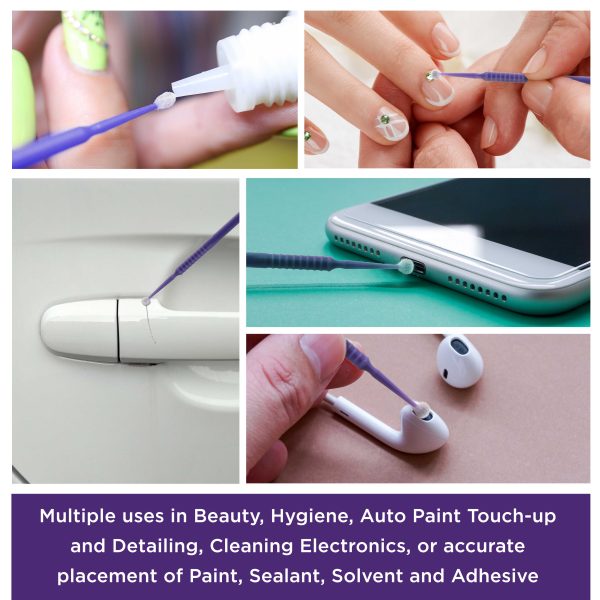TCP Global Eyelash Extension Micro Brushes, 100 Medium 2.0 mm Tip Size Purple Disposable Brush Applicators - Apply Makeup, Paint Touch Up Fashion - Image 5