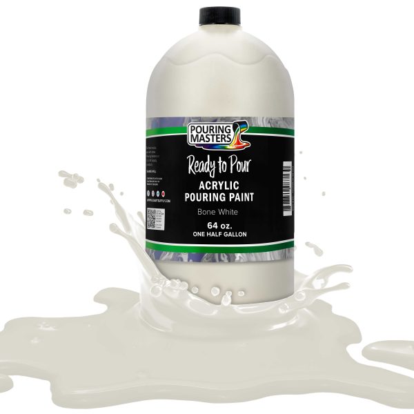 Bone White Acrylic Ready to Pour Pouring Paint Premium 64-Ounce Pre-Mixed Water-Based - for Canvas, Wood, Paper, Crafts, Tile, Rocks and More Cheap