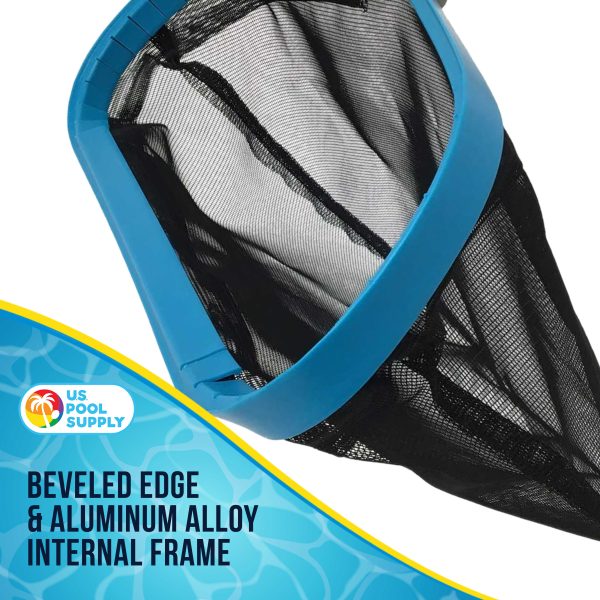 U.S. Pool Supply® Professional Heavy Duty 19  Swimming Pool Leaf Skimmer Rake with Strong Reinforced Aluminum Frame Handle, Deep Net Bag - Commercial Grade Sale - Image 4