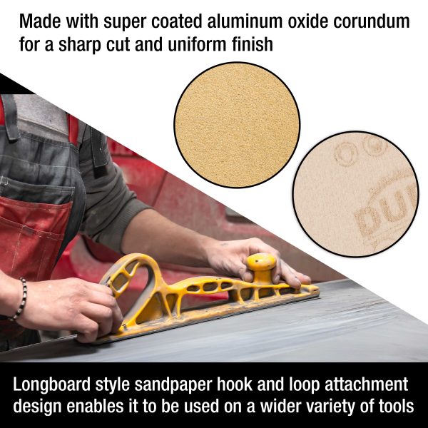 Dura-Gold Premium 60 Grit Gold Longboard Continuous Sandpaper Roll, 2-3 4  Wide, 12 Yards Long, Hook & Loop Backing - Automotive, Woodworking Sanding Online - Image 5