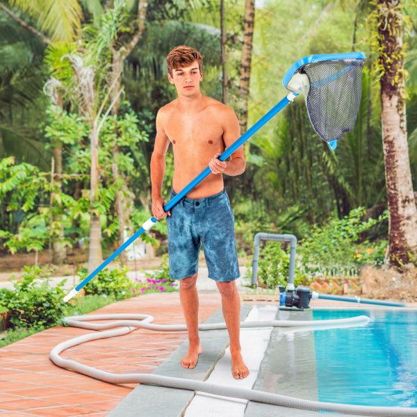 U.S. Pool Supply® Heavy Duty 18  Swimming Pool Leaf Skimmer Rake with Deep Double-Stitched Net Bag - Strong Aluminum Frame Hot on Sale - Image 4