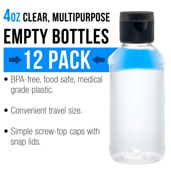 4 ounce Squeeze PET Plastic Bottles with Flip Cap - BPA-free, food safe, medical grade plastic, acrylic pouring paint (Pack of 12) Online Sale - Image 2