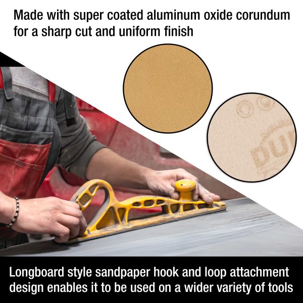 Dura-Gold Premium 120 Grit Gold Longboard Continuous Sandpaper Roll, 2-3 4  Wide, 12 Yards Long, Hook & Loop Backing - Automotive, Woodworking Sanding Cheap - Image 5