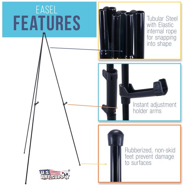 63  High Steel Easy-Folding Display Easel (Pack of 2) - Quick Set-Up, Instantly Collapses, Adjustable Height Display Holders - Portable Tripod Stand Online - Image 3
