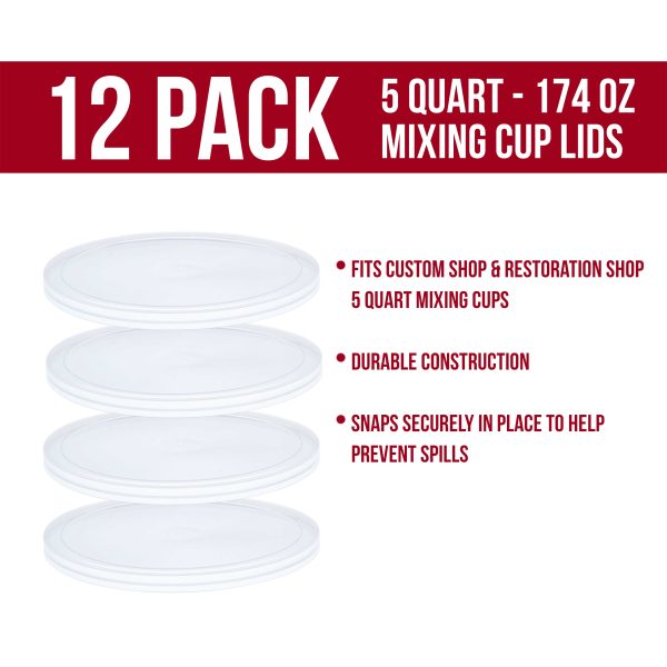 TCP Global Custom Shop Box of 12 Lids - 5 Quart Exclusively Fits TCP Global 174oz Paint Mix Cups Online Hot Sale - Image 2