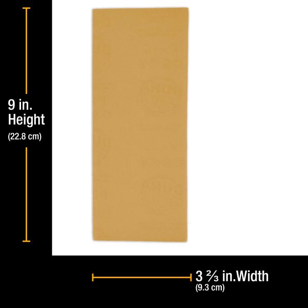 320 Grit - 1 3 Sheet Size Wood Workers Gold, 3-2 3  x 9  with Hook & Loop Backing - Box of 20 Sheets - Jitterbug Sander Cheap - Image 2