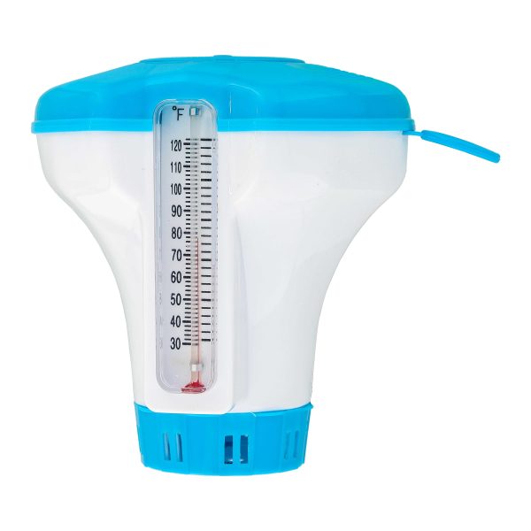 U.S. Pool Supply® Spa, Hot Tub, Small Pool, 4-1 2  Diameter Floating Chlorine & Bromine Chemical Dispenser with 120° F Thermometer, 1  or 1-1 2  Tablet on Sale
