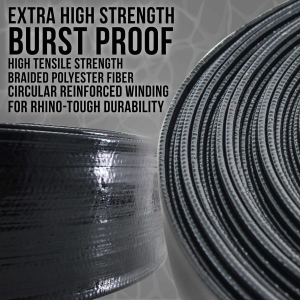 U.S. Pool Supply® Black Rhino 2  x 100  Pool Backwash Hose with Hose Clamp - Extra Heavy Duty Superior Strength, Thick 1.2mm (47 mils) - Weather Burst Resistant Online - Image 4