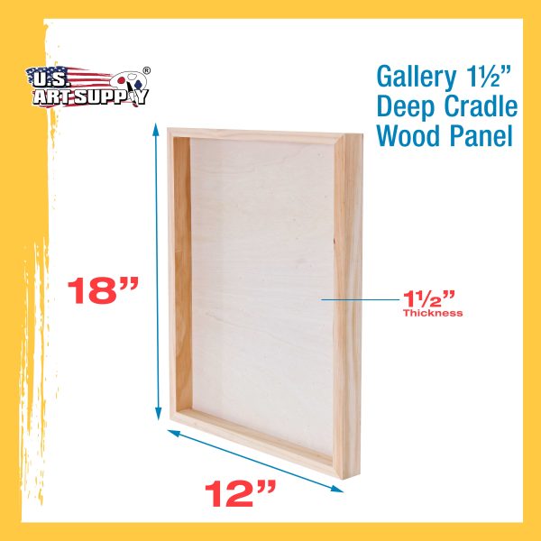 Unfinished Cradled Wood Panels for Painting, 2 Pack of 12x18 inch - Gallery Birch Wooden Canvas Boards 1-1 2  Deep - Mixed-Media Craft, Acrylic, Oil, Encaustic, Paint Pouring For Sale - Image 3