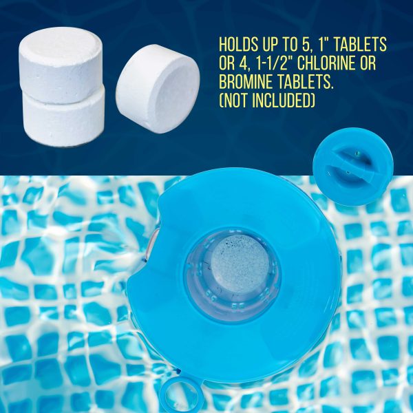U.S. Pool Supply® Spa, Hot Tub, Small Pool, 4-1 2  Diameter Floating Chlorine & Bromine Chemical Dispenser with 120° F Thermometer, 1  or 1-1 2  Tablet on Sale - Image 5