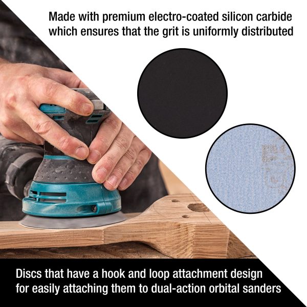 Dura-Gold Premium 6  Wet or Dry Sanding Discs - 220 Grit (Box of 20) - Sandpaper Discs, Hook & Loop Backing - Silicon Carbide Cutting - Orbital Sander Online Hot Sale - Image 5
