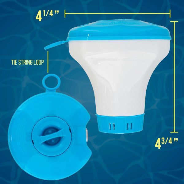 U.S. Pool Supply® Spa, Hot Tub, Small Pool, 4-1 2  Diameter Floating Chlorine & Bromine Chemical Dispenser with 120° F Thermometer, 1  or 1-1 2  Tablet on Sale - Image 3