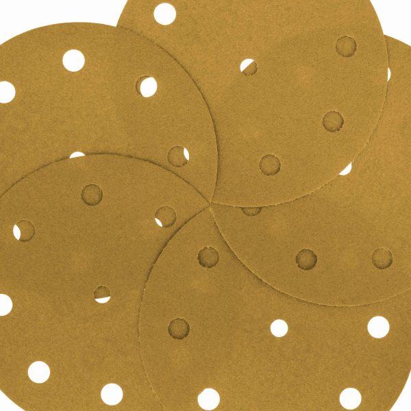 120 Grit - 5  Gold DA Sanding Discs - 9-Hole Pattern Hook and Loop - Box of 50 For Cheap - Image 3