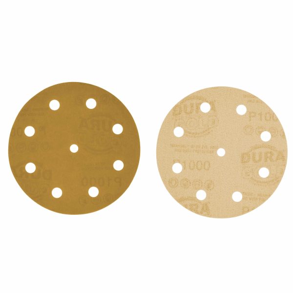 1000 Grit - 5  Gold DA Sanding Discs - 9-Hole Pattern Hook and Loop - Box of 50 Discount - Image 2